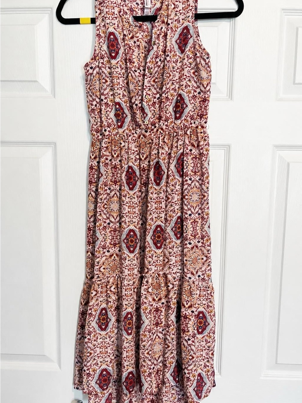 Xhilaration Sleeveless Maxi Dress in Pink and Red Medallion Print